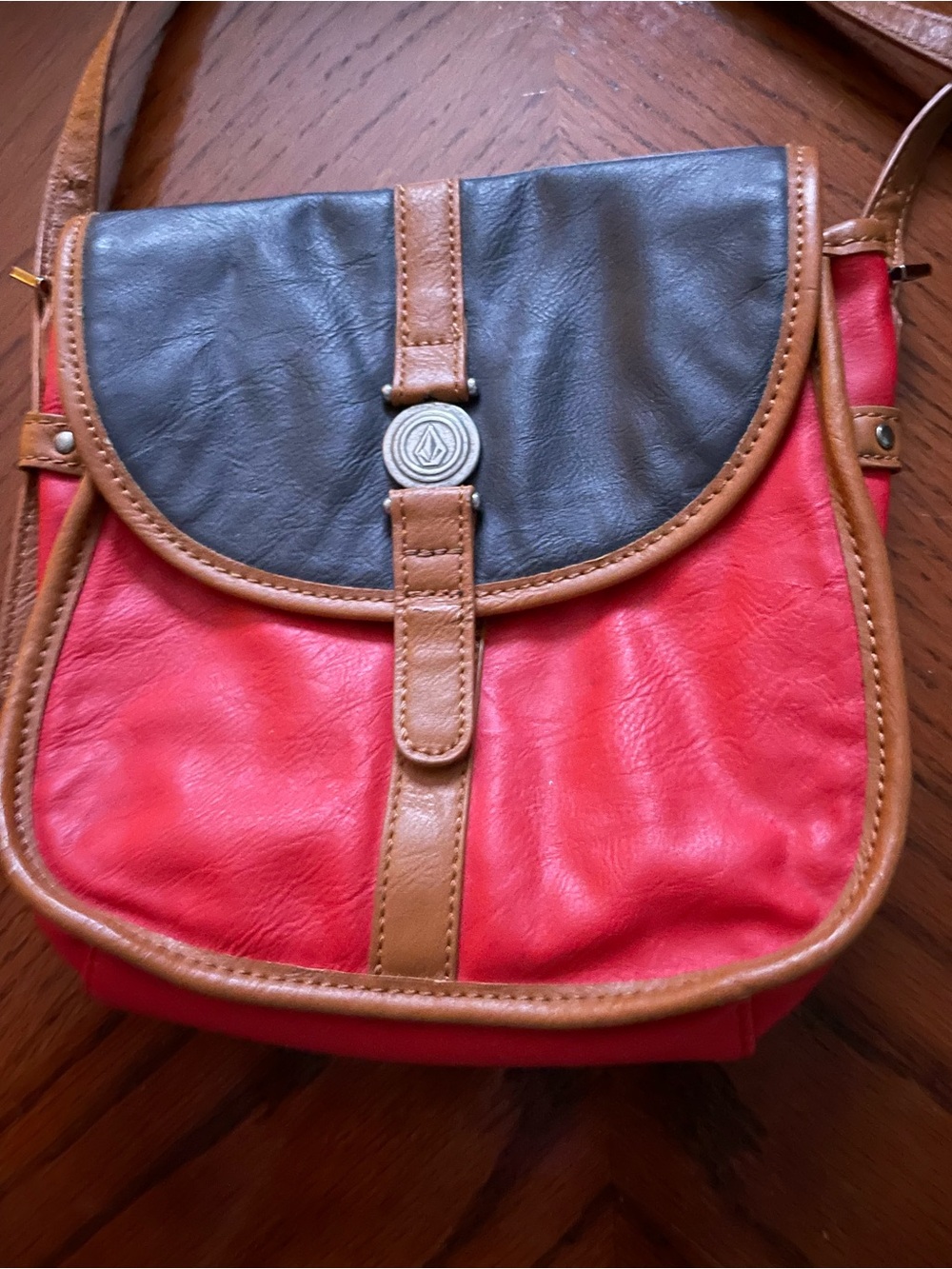 Volcom Braided Leather Purse Crossbody Bag